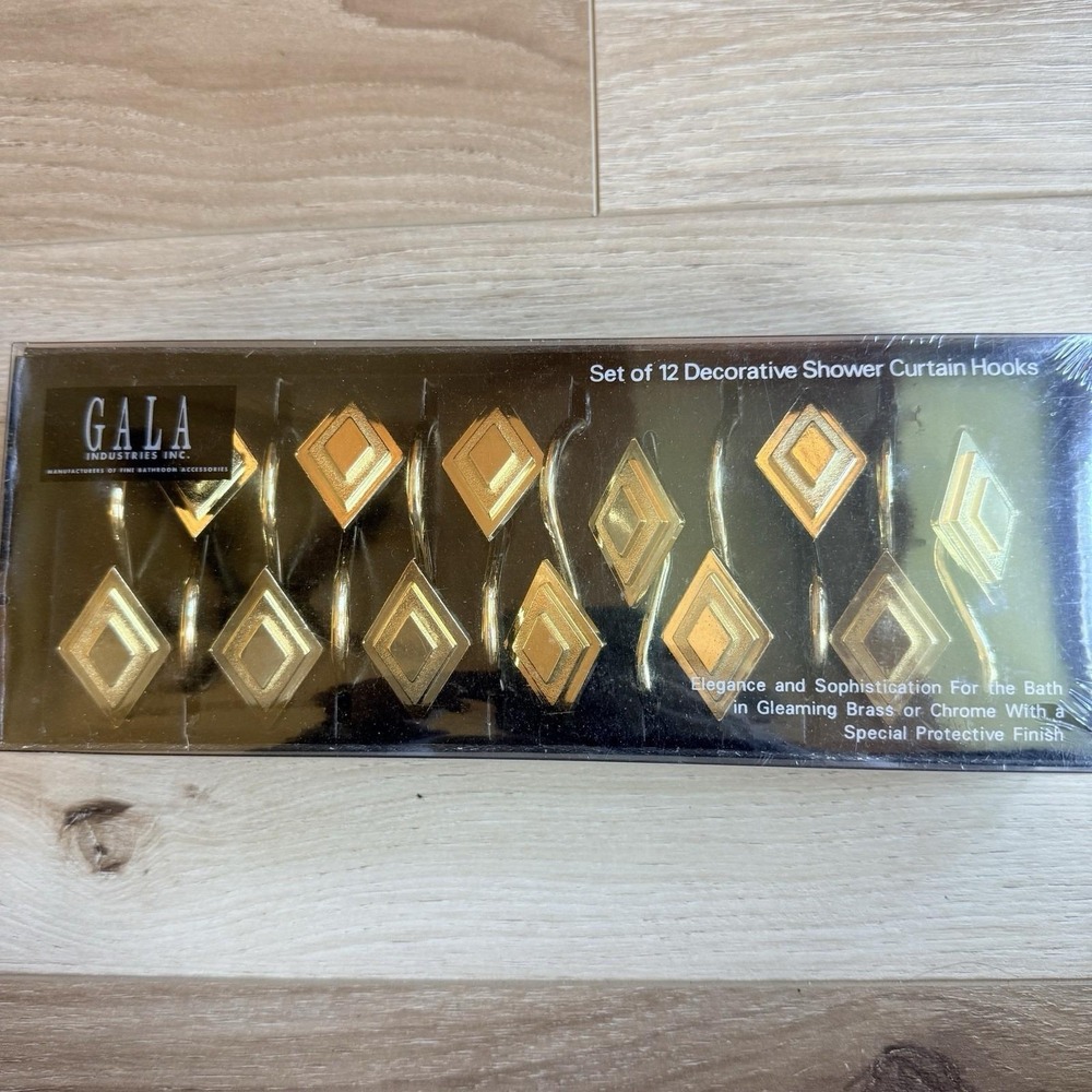 Gold Decorative Shower Curtain Hooks Set Of 12 Diamond Shape